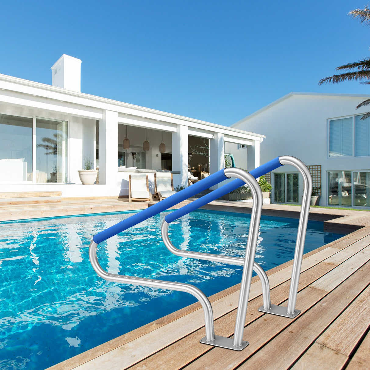 DS BD Swimming Pool Handrail Steps Handle 110cm Grip Cover Pools 122x91.5cm