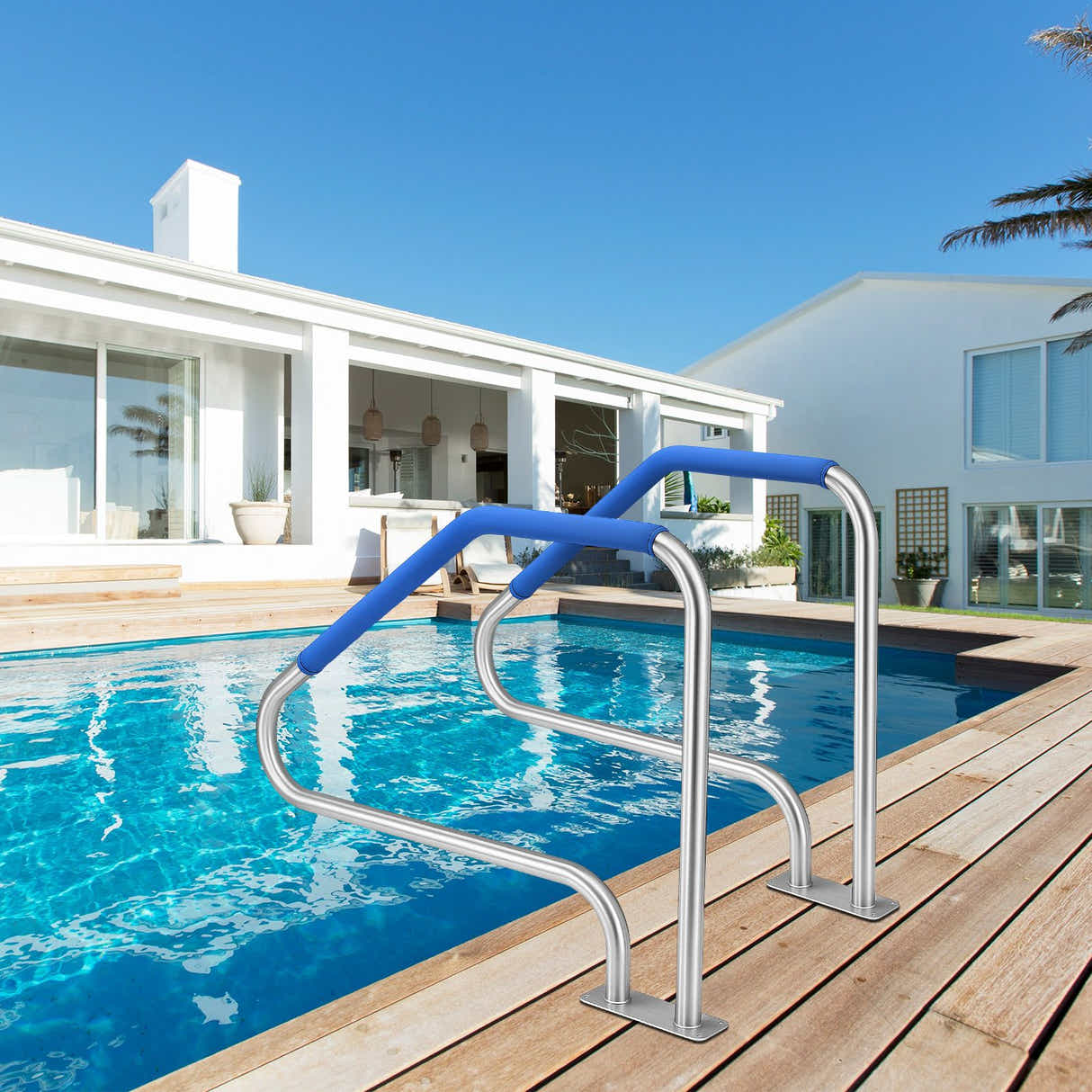 DS BD Swimming Pool Handrail Steps Handle 110cm Grip Cover Pools 125.2x86.4cm