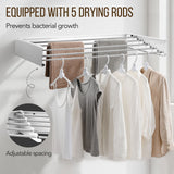 DS BD Clothes Drying Rack Wall Mounted Folding Indoor Aluminium 5 Hanging Rods