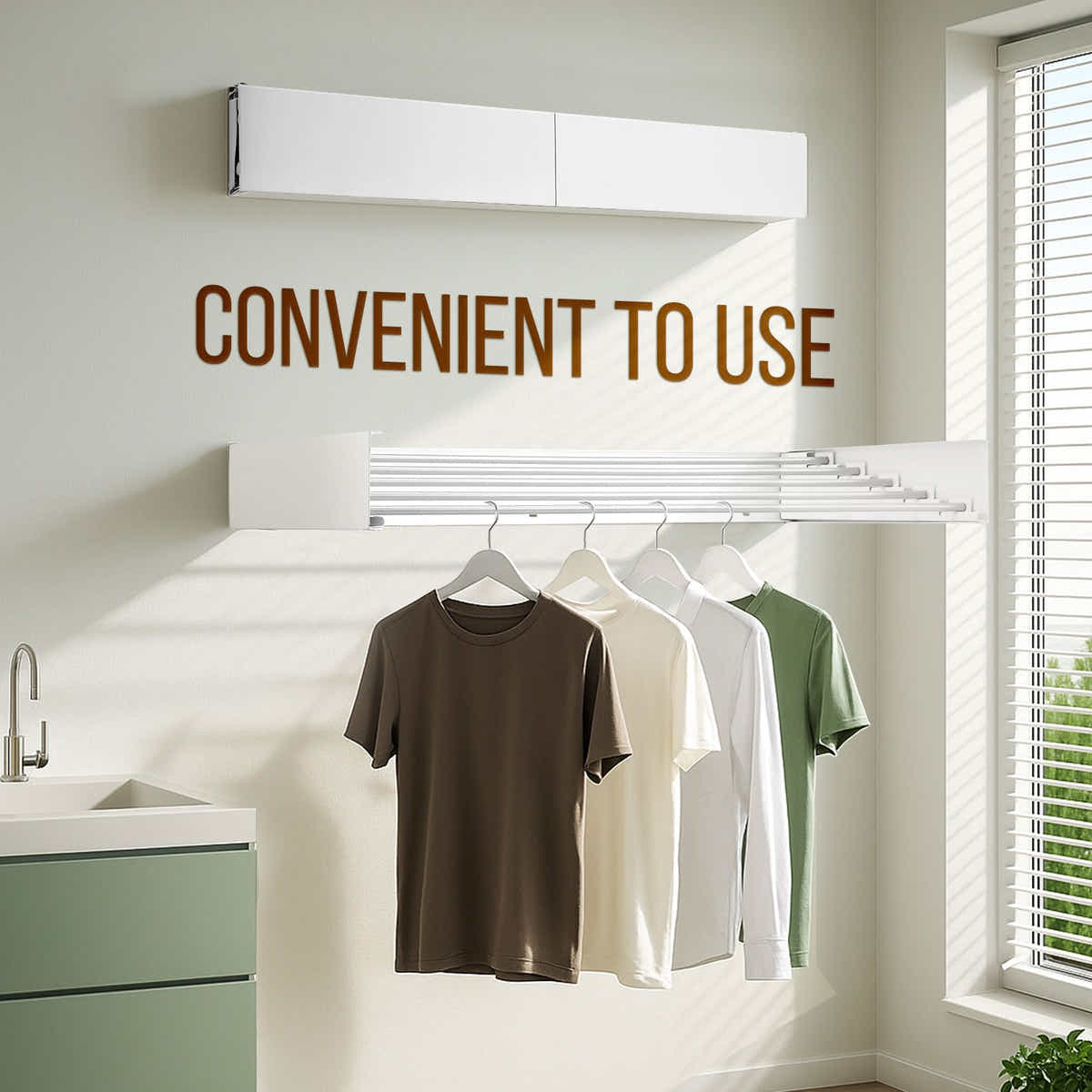DS BD Clothes Drying Rack Wall Mounted Folding Indoor Aluminium 5 Hanging Rods