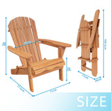 DS BD Folding Adirondack Chair Wood Patio Backyard Beach Lounge Garden Fire Pit