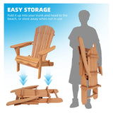 DS BD Folding Adirondack Chair Wood Patio Backyard Beach Lounge Garden Fire Pit