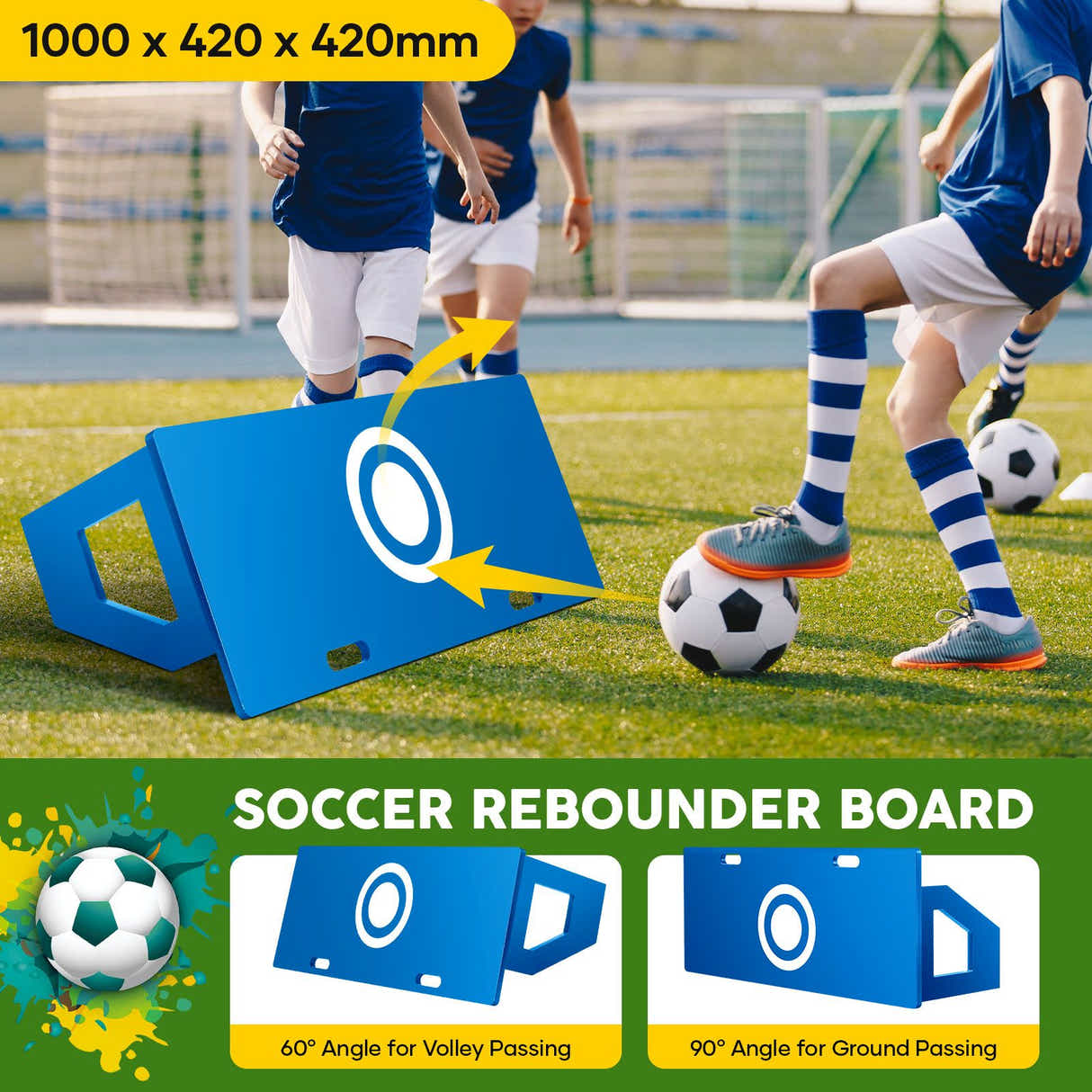 DS BD Soccer Ball Rebounder Board Kick Back Wall Sports Drills Training Aid