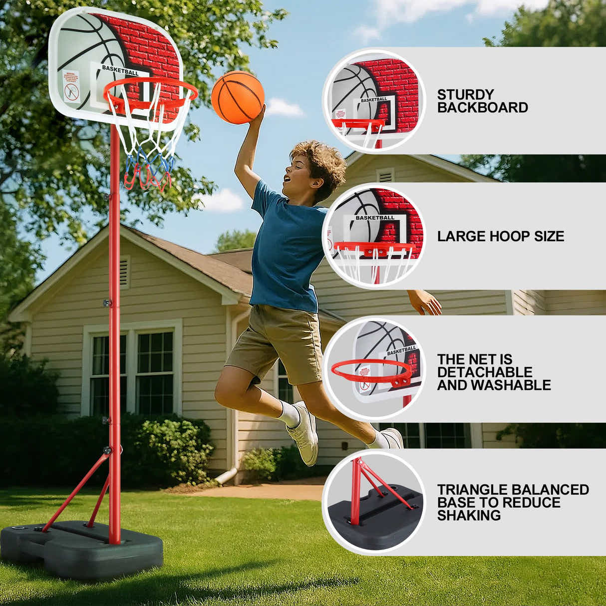 DS BD Basketball Hoop Stand System 1.15-1.6m Backboard Net Ring Rim Pro Goal