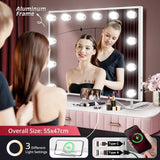 DS BD Hollywood Vanity Mirror 12 Lights Dimmable LED Bulbs Tabletop Lighted