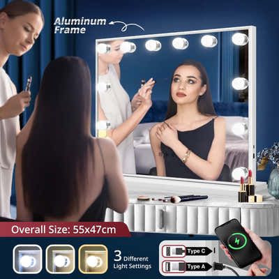 DS BD Hollywood Makeup Mirror Lights 12 LED Bulbs Vanity Tabletop Lighted Beauty
