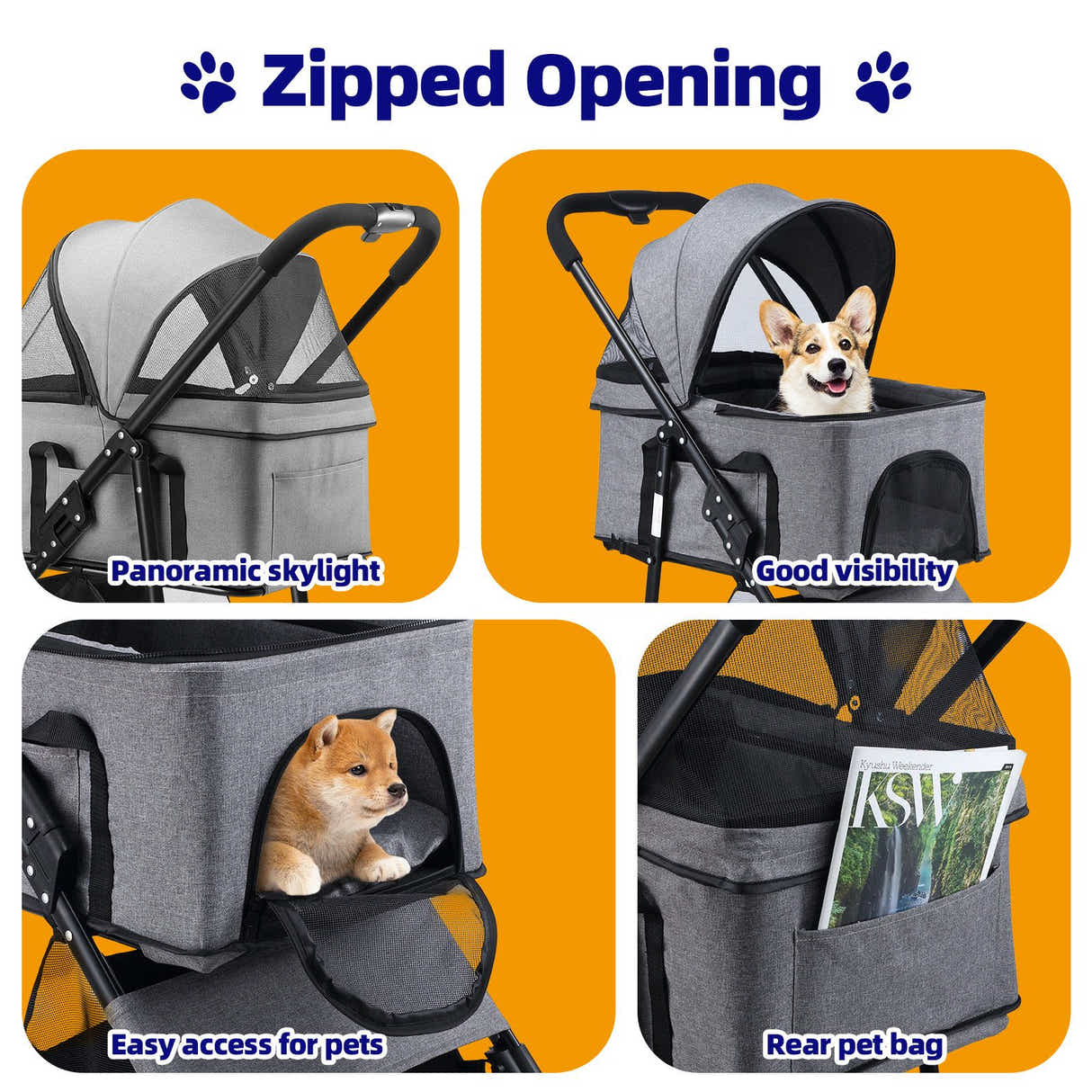 DS BD Pet Dog Stroller Pram Cat Carrier Cage Travel Gear Pushchair Foldable