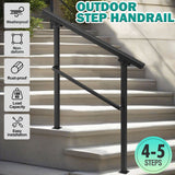 DS BD Stair Handrail Railings 4 to 5 Steps Safety Metal Guard Hand Rails Kit