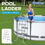 DS BD Bestway Pool Ladder Above Ground Swimming Steps Stairs Steel Frame Deluxe