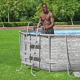 DS BD Bestway Pool Ladder Above Ground Swimming Steps Stairs Steel Frame Deluxe