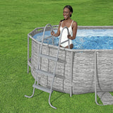 DS BD Bestway Pool Ladder Above Ground Swimming Steps Stairs Steel Frame Deluxe