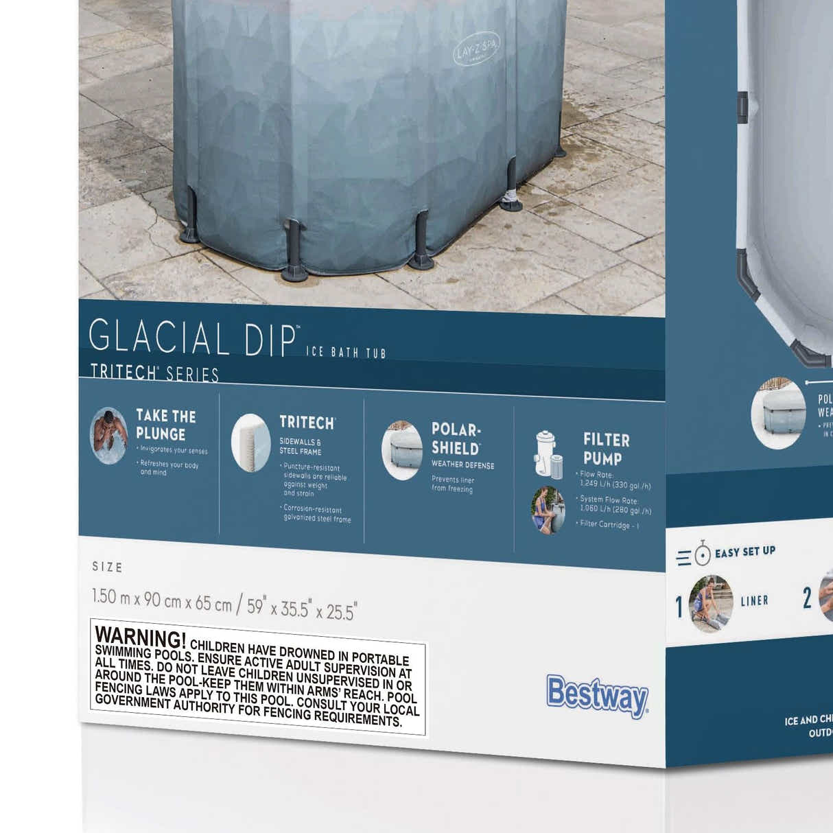 DS BD Bestway Bathtub Freestanding Recovery Spa Ice Bath Tub Massage Athletes