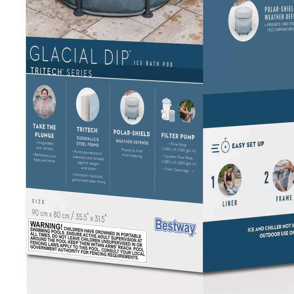 DS BD Bestway Ice Bath Tub 253L Freestanding Recovery Spa Bathtub Massage