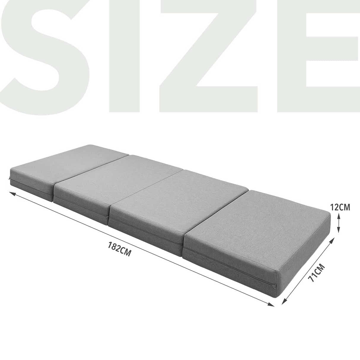 DS BD Foldable Foam Mattress 4 Folding Bedding Sofa Couch Cot Bed 12cm Thick