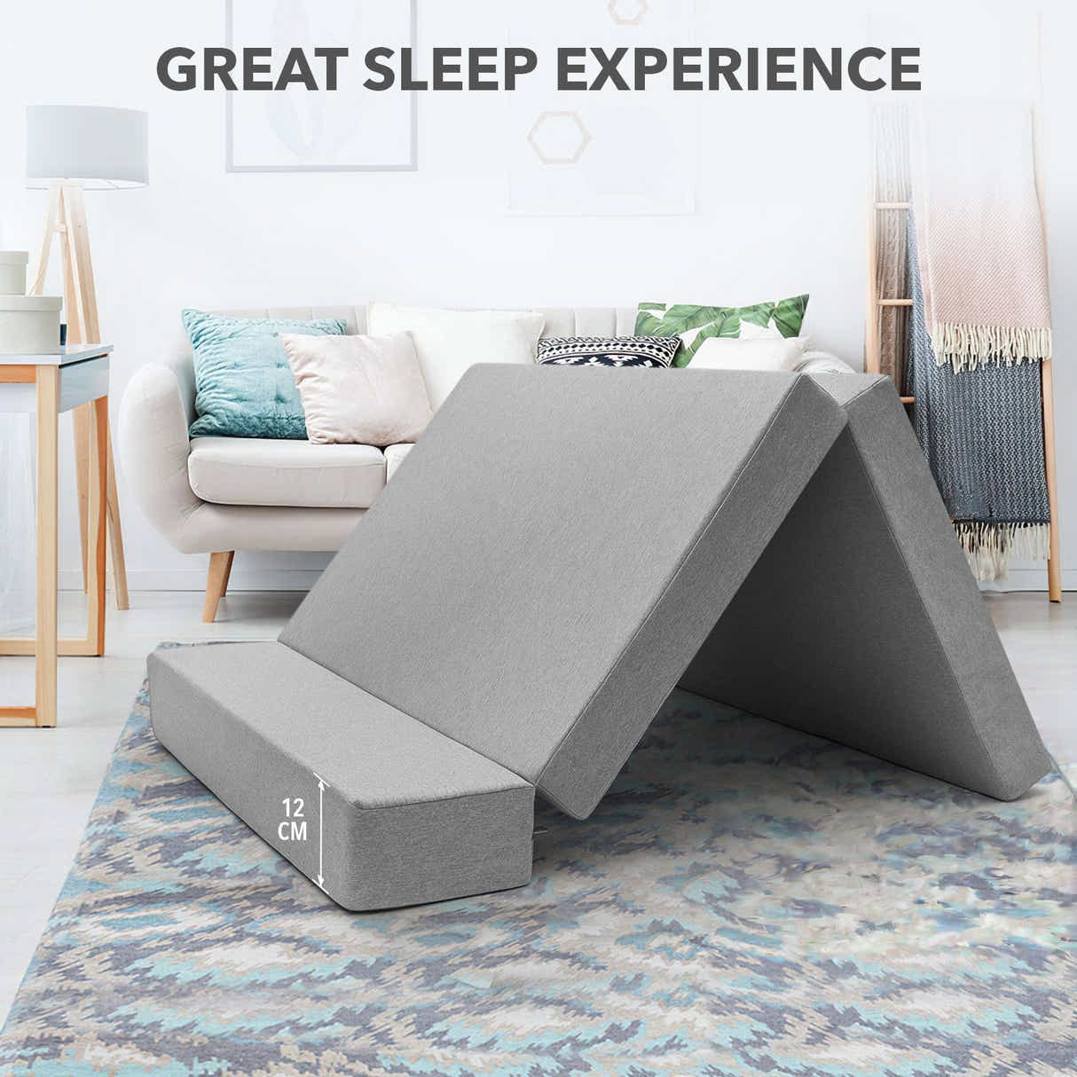 DS BD Luxsuite Foldable Foam Mattress Cot Tri Folding Sofa Bed Thick Sleeping