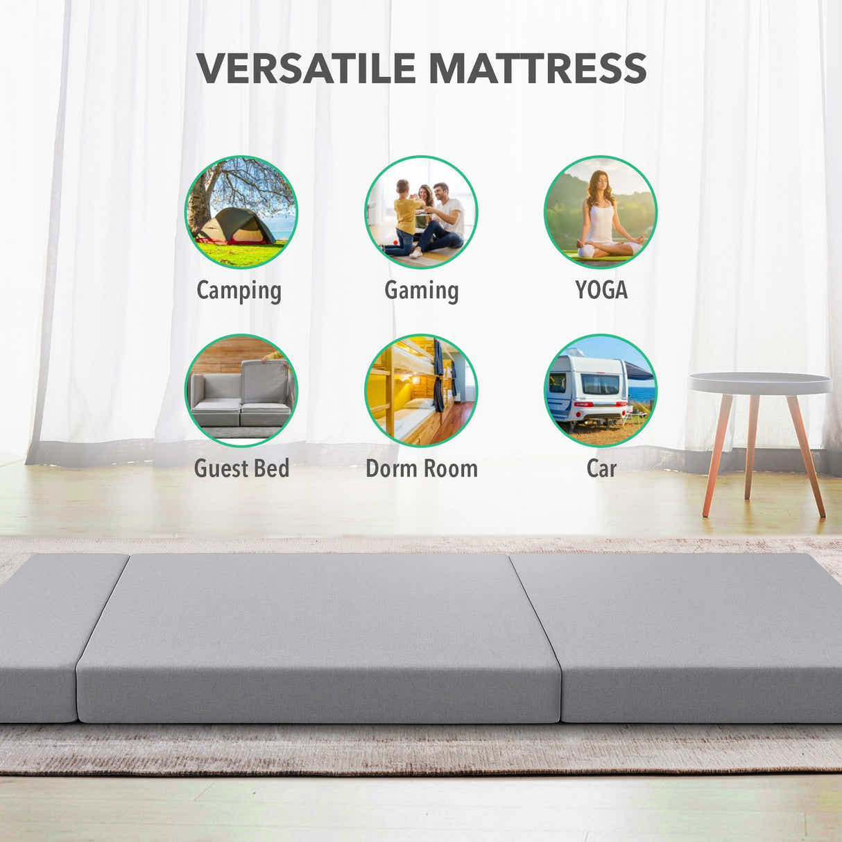 DS BD Luxsuite Foldable Foam Mattress Cot Tri Folding Sofa Bed Thick Sleeping