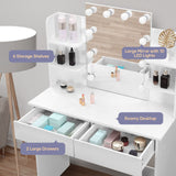 DS BD Hollywood Mirror Vanity Table Makeup Dresser White Dressing Desk Bedroom