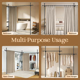 DS BD Room Divider Curtain Rod No Drill Tension Wall Partition Separator Privacy