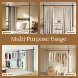 DS BD Room Divider Curtain Rod Separator No Drill Tension Wall Space Partition