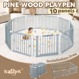 DS BD Kidbot Baby Playpen 10 Panel Wooden Safety Gate Kids Pet Dog Activity