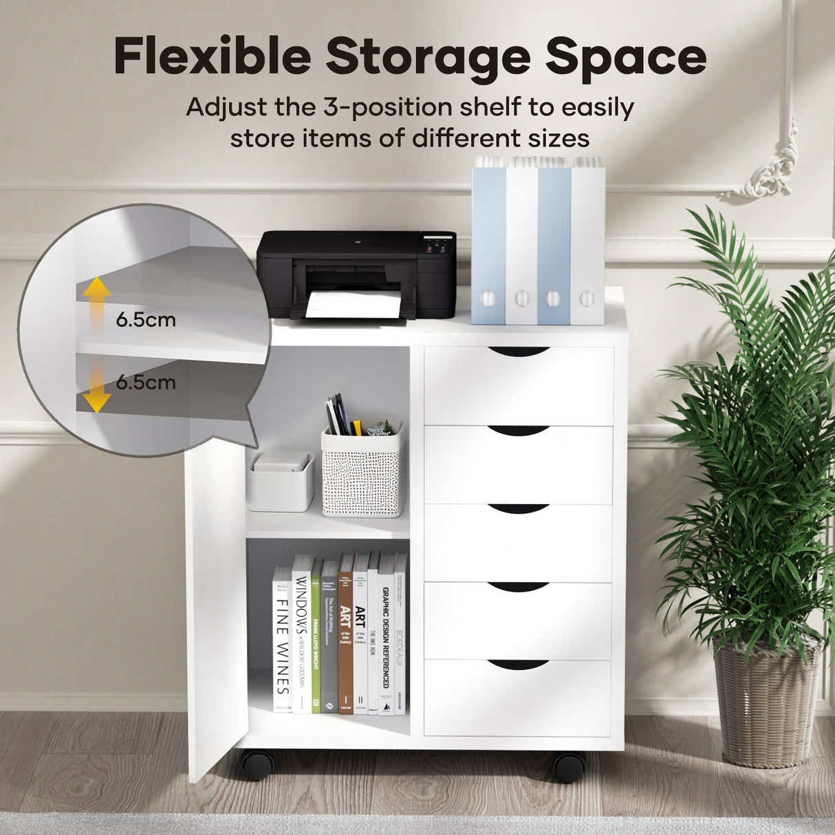 DS BD 5 Drawer File Cabinet Mobile Desk Filing DocumentOrganiser Side Chest Home