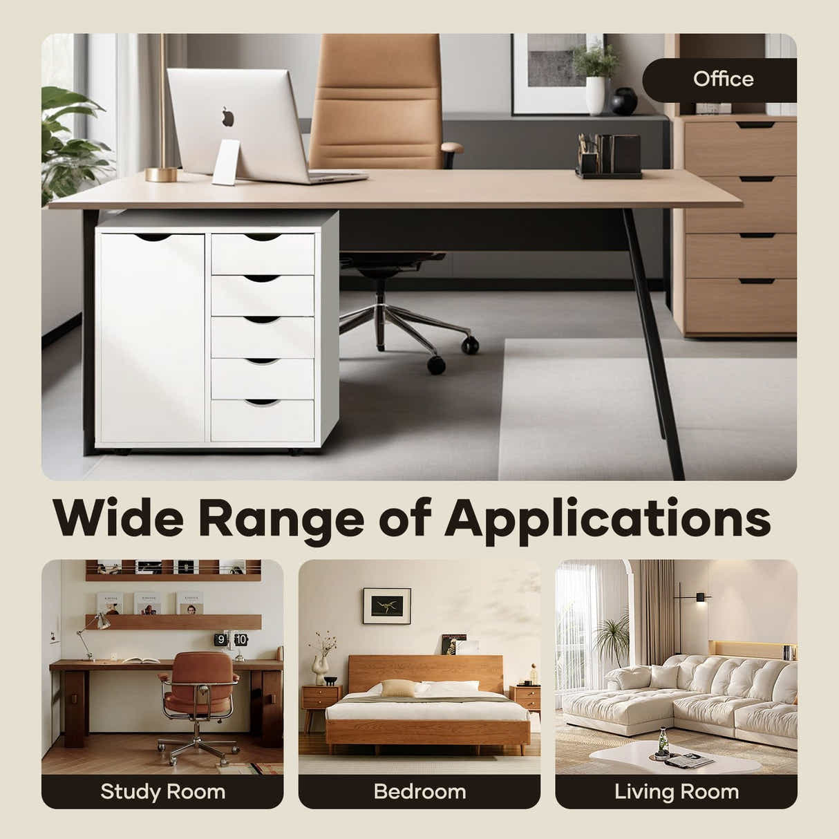 DS BD 5 Drawer File Cabinet Mobile Desk Filing DocumentOrganiser Side Chest Home