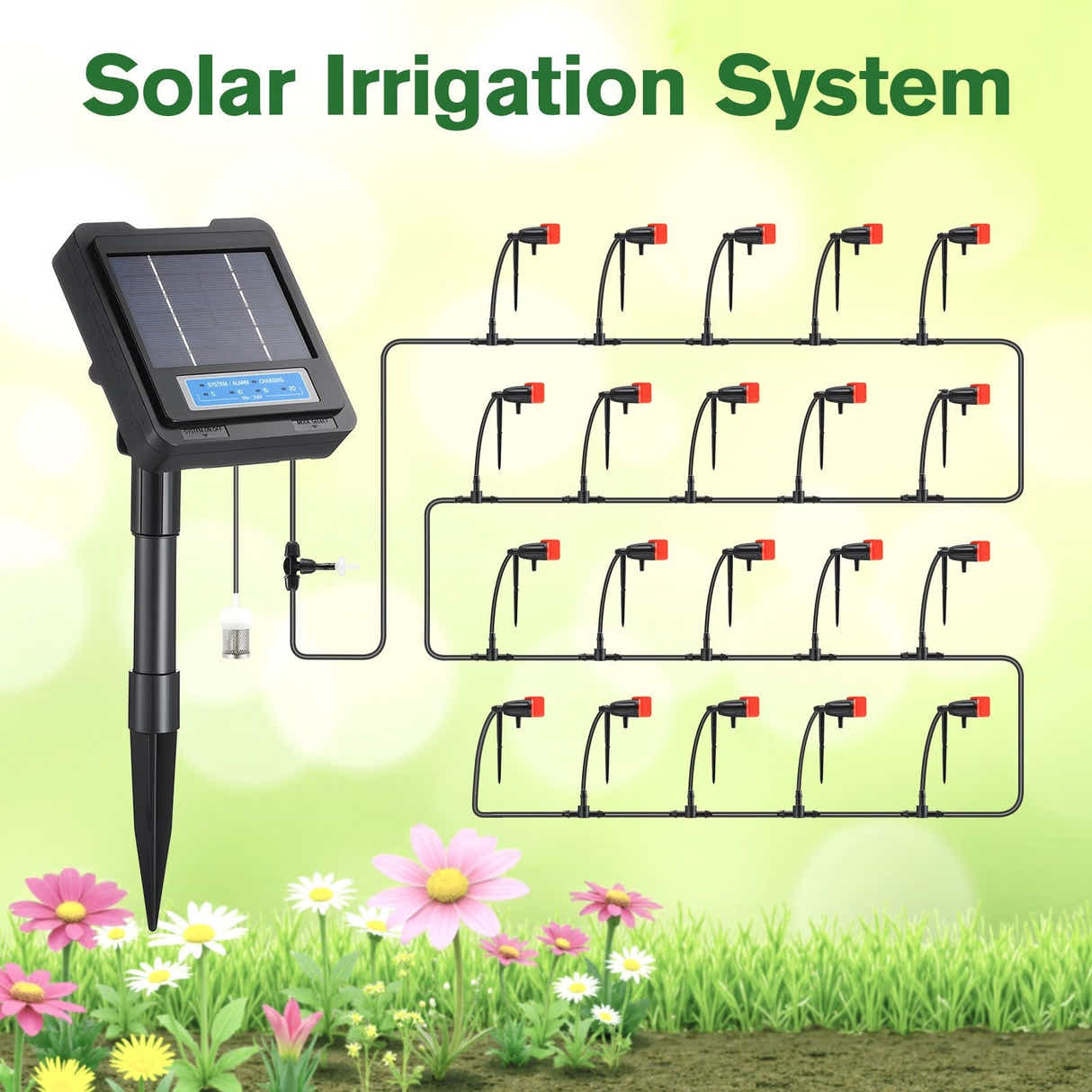 DS BD Solar Irrigation Auto Garden Watering System Automatic Deep Drip Kit DIY