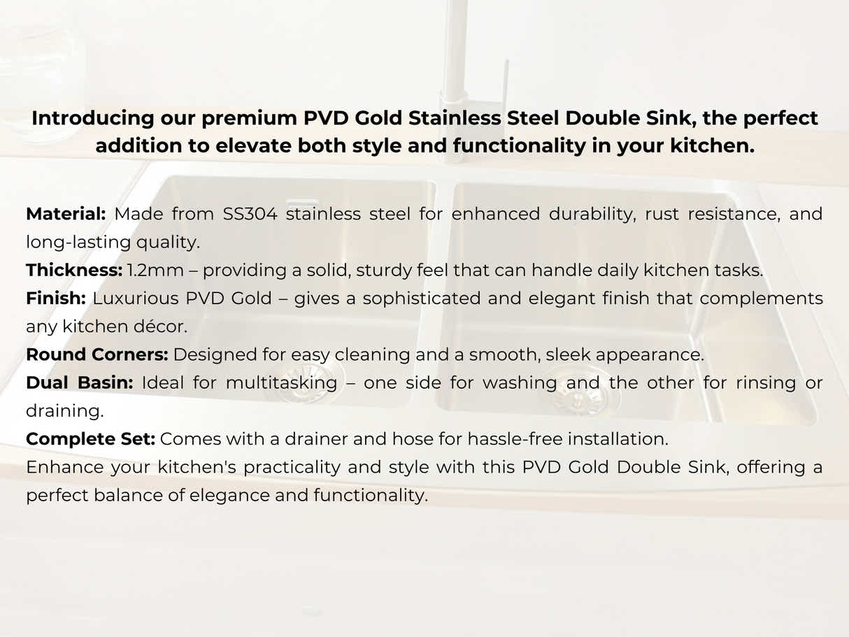 Gold Stainless Steel Double Sink