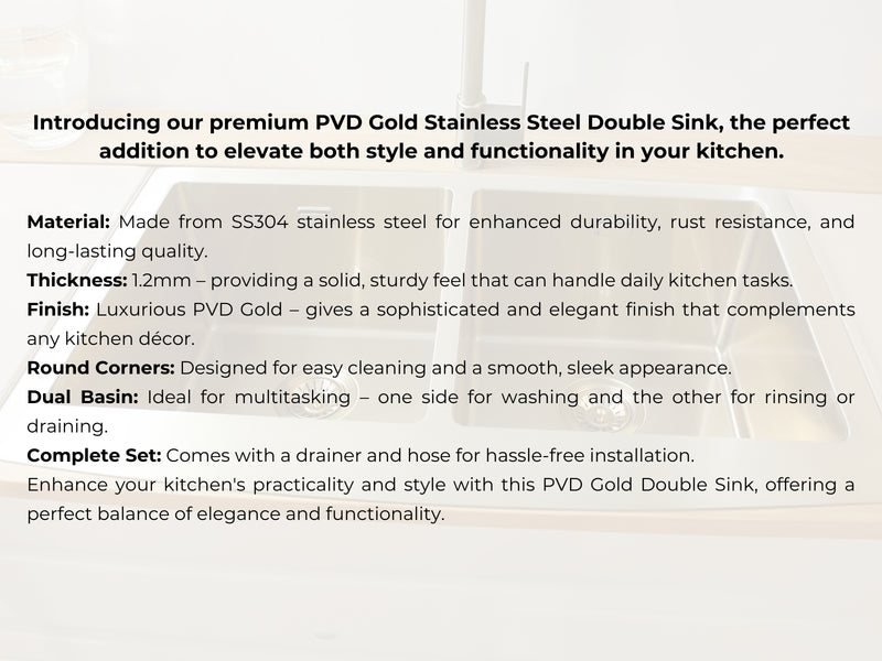 Gold Stainless Steel Double Sink