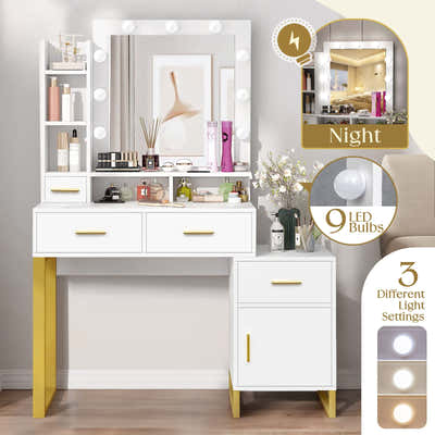 DS BD Hollywood Mirror Makeup Table Vanity Dressing Desk Dresser Bedroom