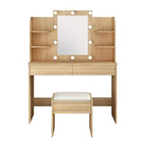 DS BD Dressing Table Lighting Dresser Vanity Makeup Mirror Desk Stool Set 10 LED