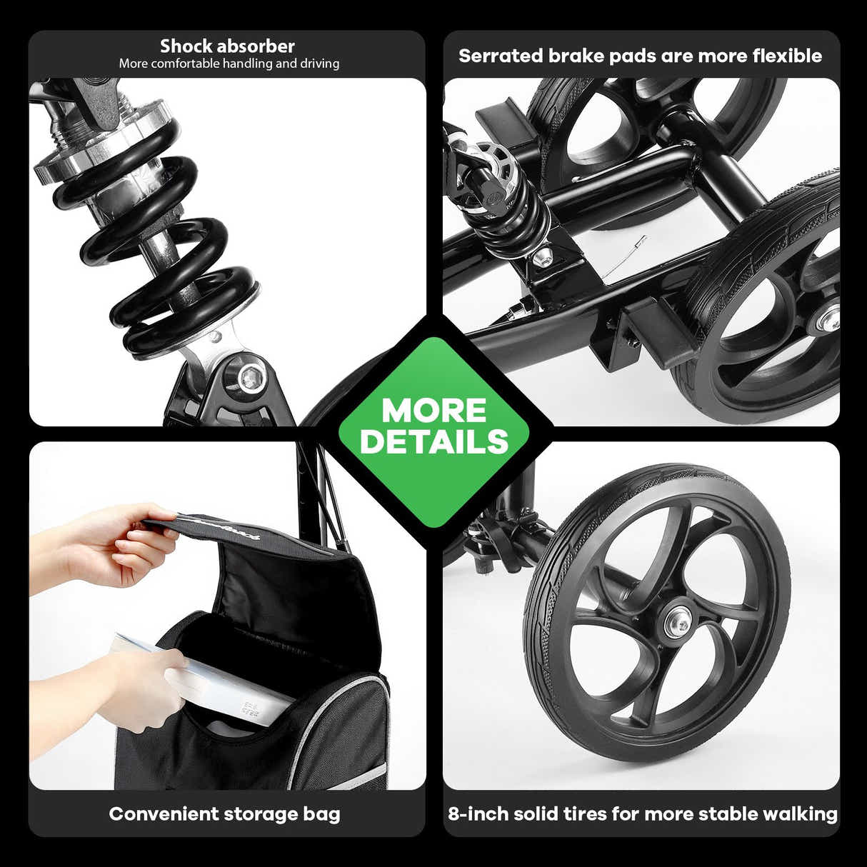 DS BD Knee Scooter Walker Steerable Mobility Walking Equipment Wheelchair