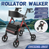 DS BD Rollator Walker Seat 4 Wheel Seniors Elderly Lightweight Walking Mobility
