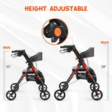 DS BD Rollator Walker Seat 4 Wheel Seniors Elderly Lightweight Walking Mobility