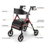 DS BD Rollator Walker Seat 4 Wheel Seniors Elderly Lightweight Walking Mobility