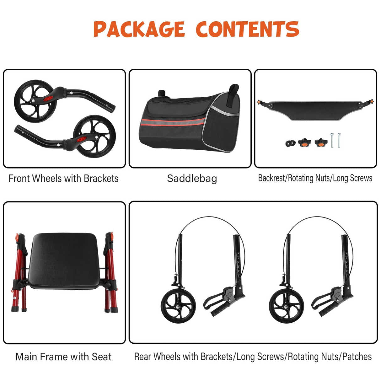 DS BD Rollator Walker Seat 4 Wheel Seniors Elderly Lightweight Walking Mobility