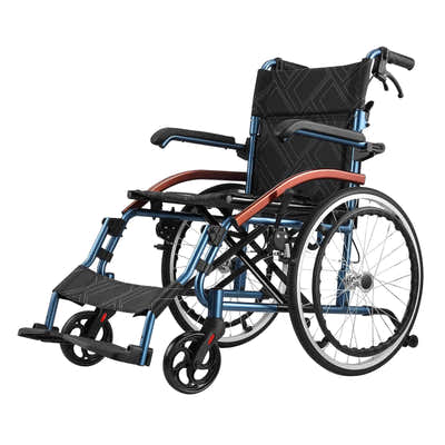 DS BD Folding Wheelchair 20Inch Mobility Disability Aid Travel Lightweight Wheel