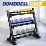 DS BD 3 Tier Dumbbell Rack Weight Set Stand Home Gym Storage Racking Kettlebell