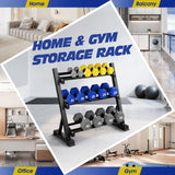 DS BD 3 Tier Dumbbell Rack Weight Set Stand Home Gym Storage Racking Kettlebell