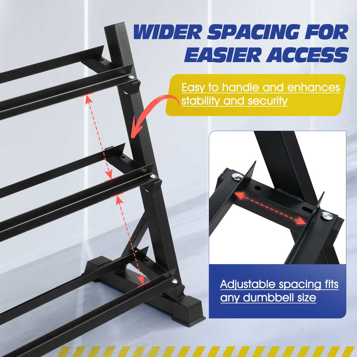 DS BD 3 Tier Dumbbell Rack Weight Set Stand Home Gym Storage Racking Kettlebell