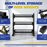 DS BD 3 Tier Dumbbell Rack Weight Set Stand Home Gym Storage Racking Kettlebell