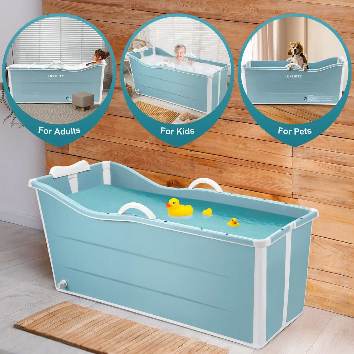 DS BD Large Bath Tub Soaking Water Bathtub Spa Baby Shower Foldable Bathroom