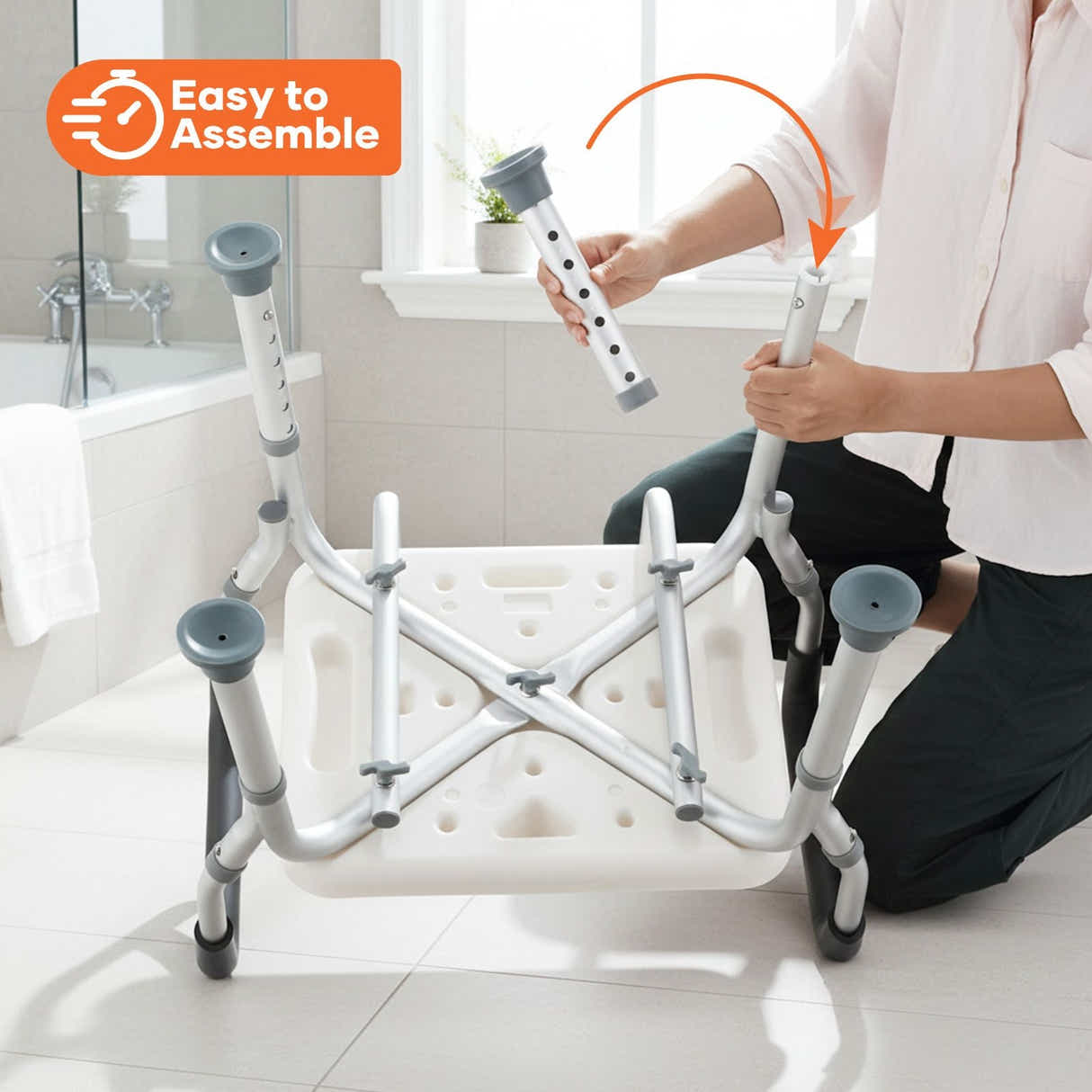 DS BD Shower Chair Bath Tub Seat Stool Toilet Bathroom Bedside Mobility Raised