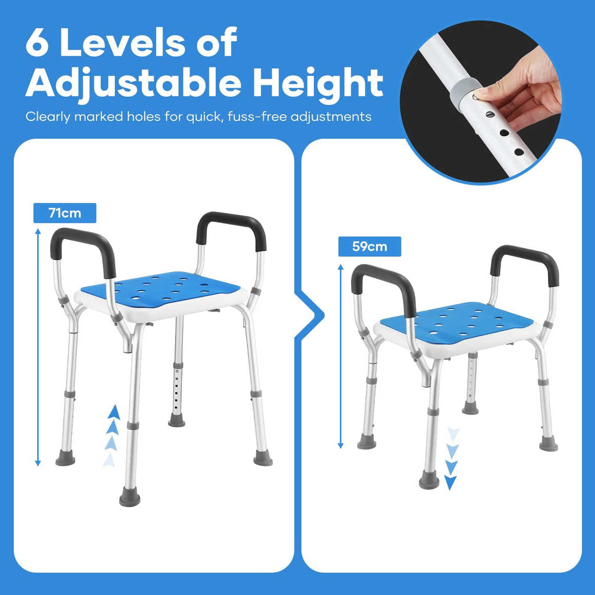 DS BD Shower Chair Seat Bath Tub Stool Bathroom Toilet Bedside Mobility Raised