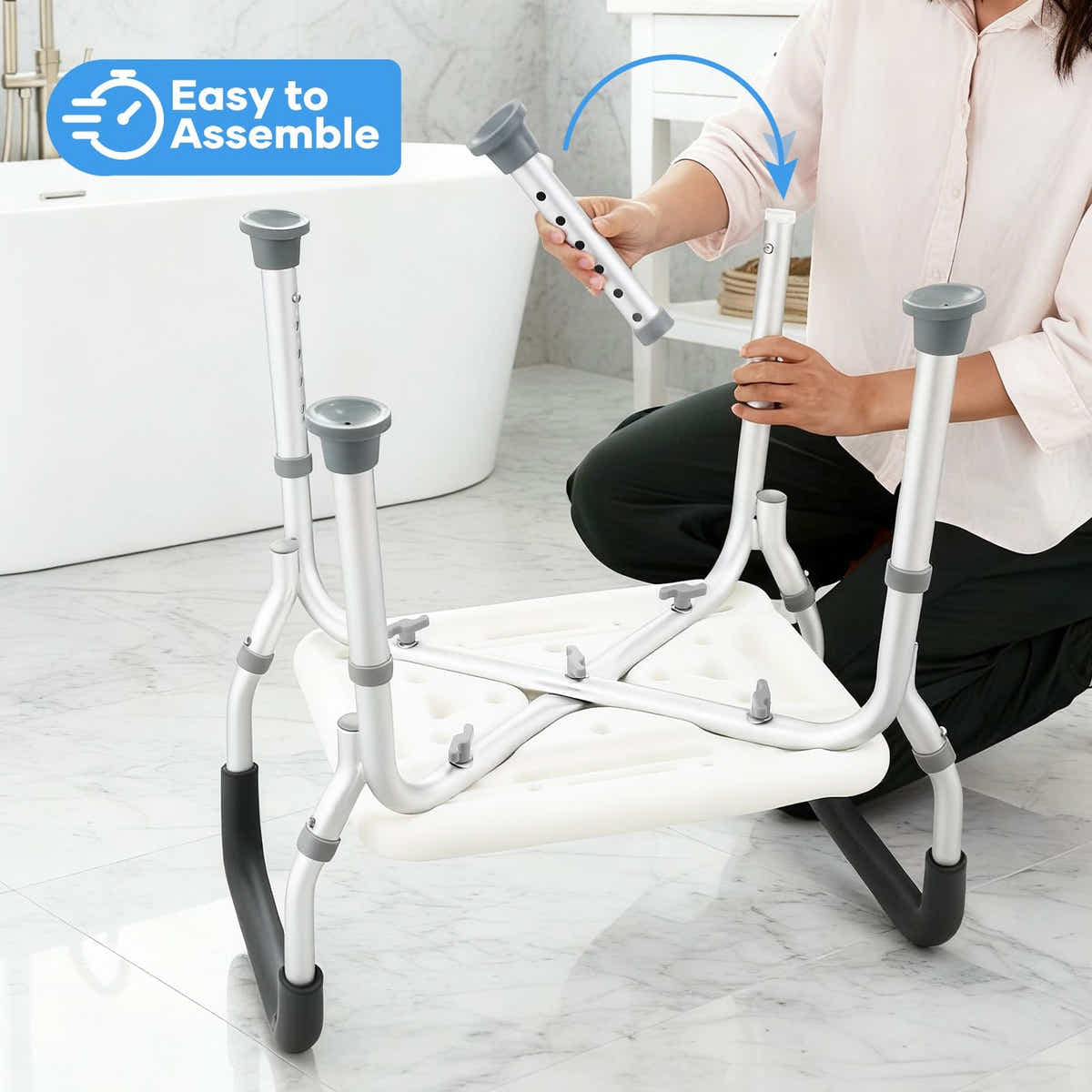 DS BD Shower Chair Seat Bath Tub Stool Bathroom Toilet Bedside Mobility Raised