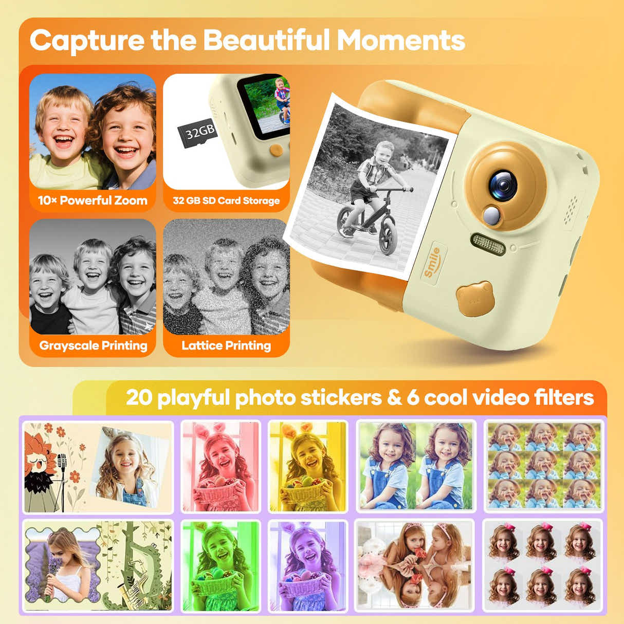 DS BD Mini Digital Instant Camera 1080P HD Video Selfie Photo Print Childrens