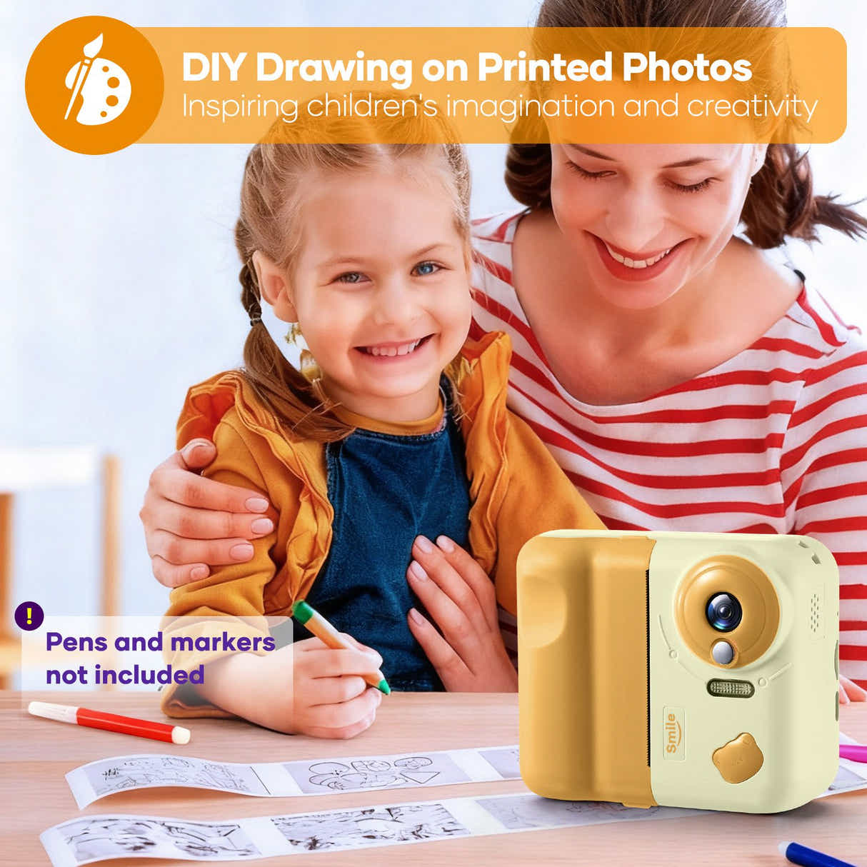 DS BD Mini Digital Instant Camera 1080P HD Video Selfie Photo Print Childrens