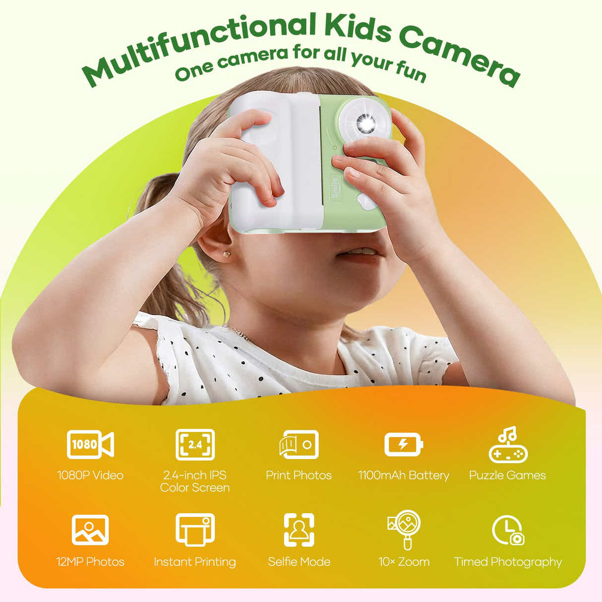 DS BD Kids Digital Camera Instant Childrens Toys 1080P HD Video Selfie Photo