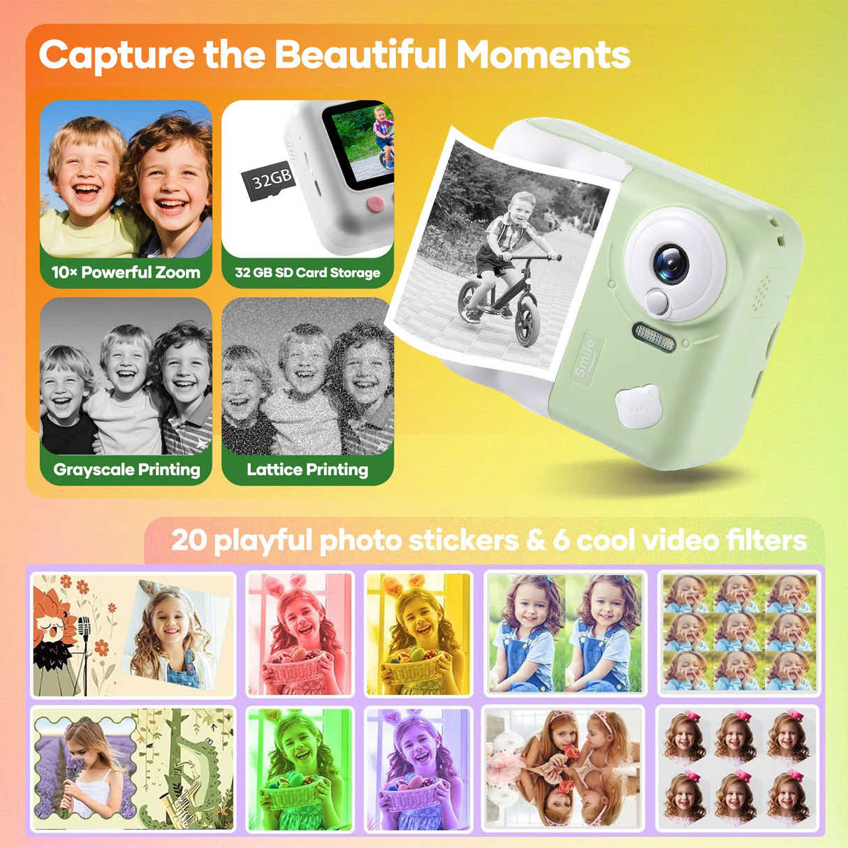 DS BD Kids Digital Camera Instant Childrens Toys 1080P HD Video Selfie Photo