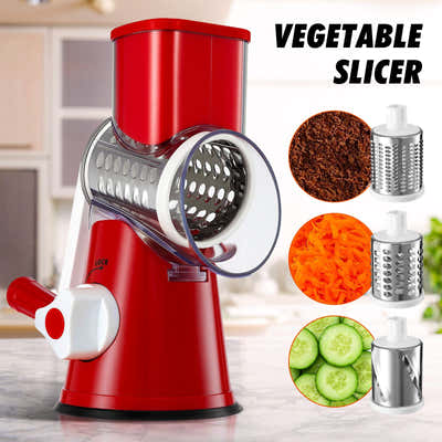 DS BD 3in1 Vegetable Slicer Rotary Food Potato Mandoline Cheese Grater DrumFruit